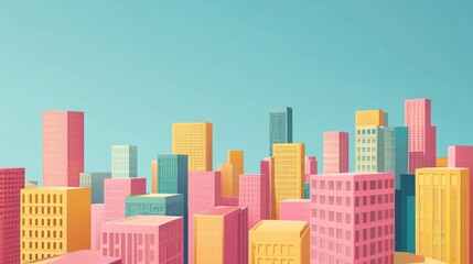 Obraz premium Pastel City Skyline Illustration