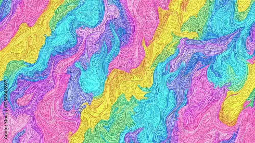 Poster colorful abstract representation of wave functions in vibrant patterns
