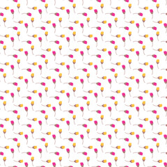 Fototapeta premium Seamless Floral Pattern With Pink and Yellow Blooms on White Background