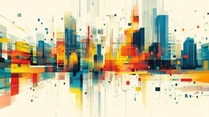 Abstract Colorful City Skyline