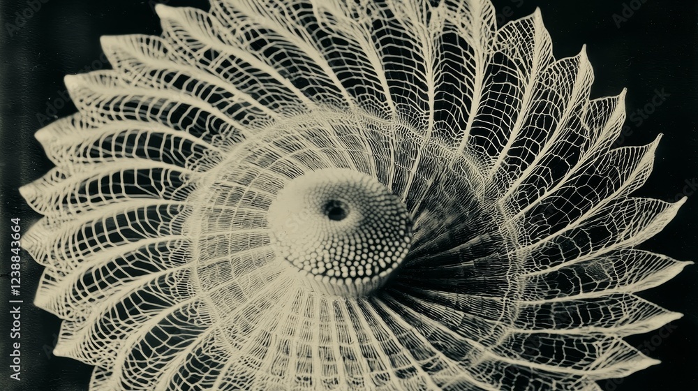 Poster intricate cosmic dynamism illustrated through abstract patterns and shapes