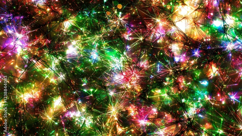 Poster colorful cosmic weaving of light strings in a digital universe background