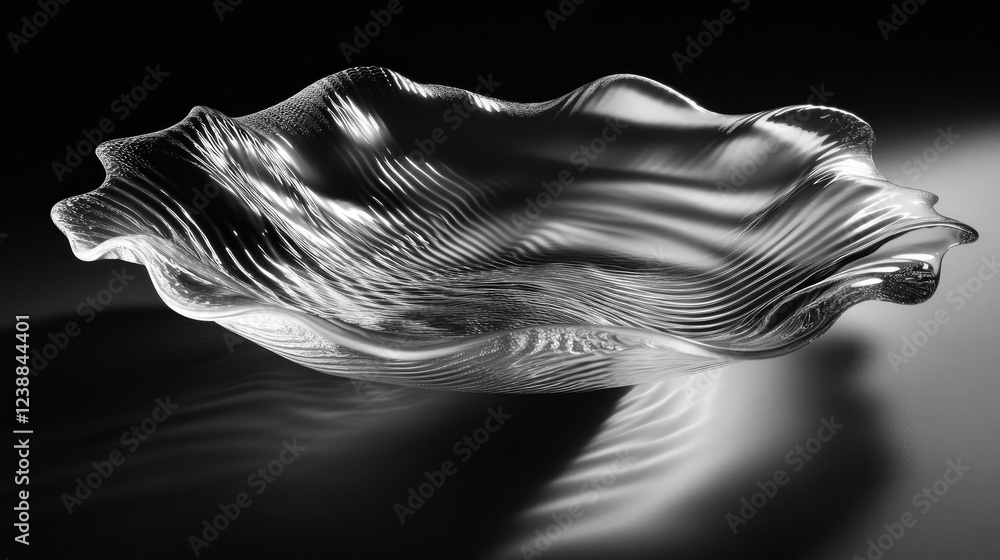 Poster delicate ripple lines creating a flowing effect in smooth water, enhanced by the play of light and s