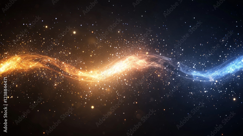 Poster cosmic waveforms with linear energy flows in vibrant colors