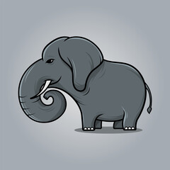 Cute cartoon elephant with big trunk vector illustration graphic