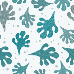 Decorative abstract hand drawn doodle leaf background with seamless pattern