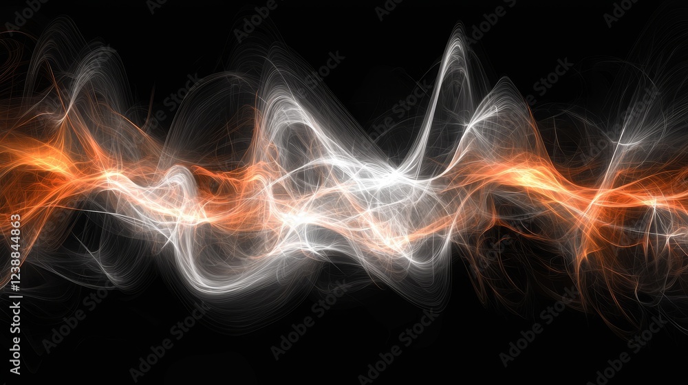 Poster abstract glowing waves in dark background creating an enigmatic atmosphere