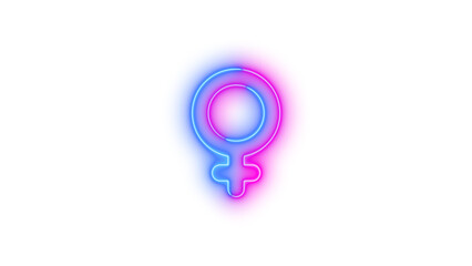 Neon venus double icon brown cyan color glowing with transparent background