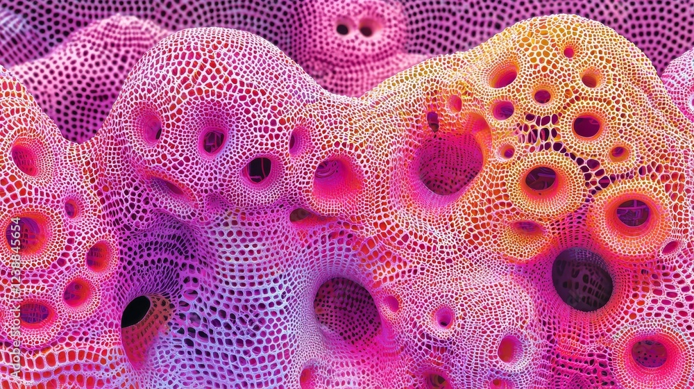 Poster digital sculptures showcasing angular momentum in vibrant color patterns