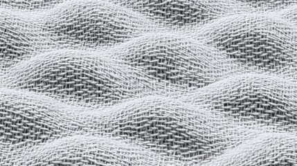 Obraz premium Closeup rough linen texture, macro shot of textile texture, wavy bumpy hills mountains background