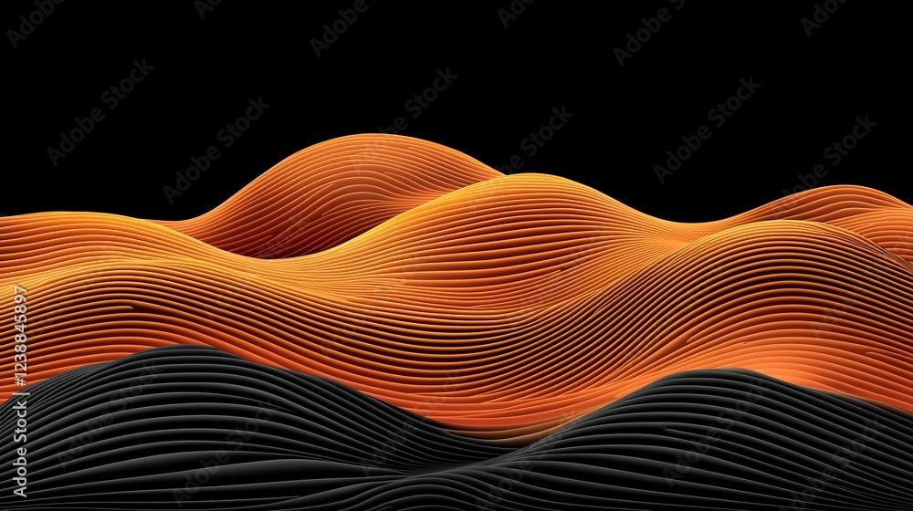 Poster dynamic forms of energy depicted through vibrant waves and patterns