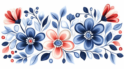 Blue and red floral arrangement,  perfect for wedding invitations or website banners