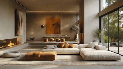 Luxurious Modern Kitchen with Marble Finishes and Ambient Lighting