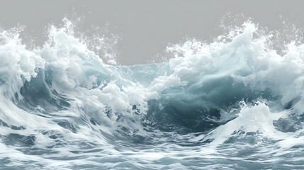 Realistic transparent PNG of ocean waves with white foam details.