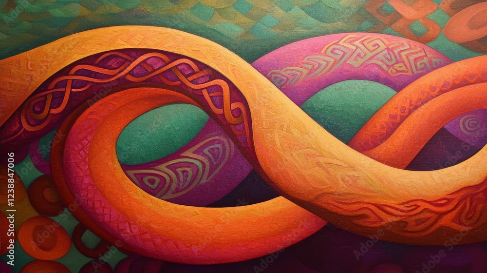 Poster colorful abstract energy fields interwoven in dynamic patterns and shapes
