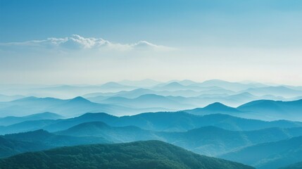 Fototapeta premium Horizontal view of a mountain range with a blue sky above.