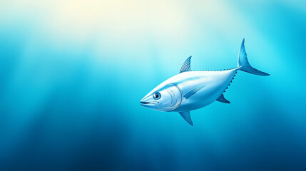 Fototapeta premium A vibrant blue fish swimming gracefully in deep ocean waters.