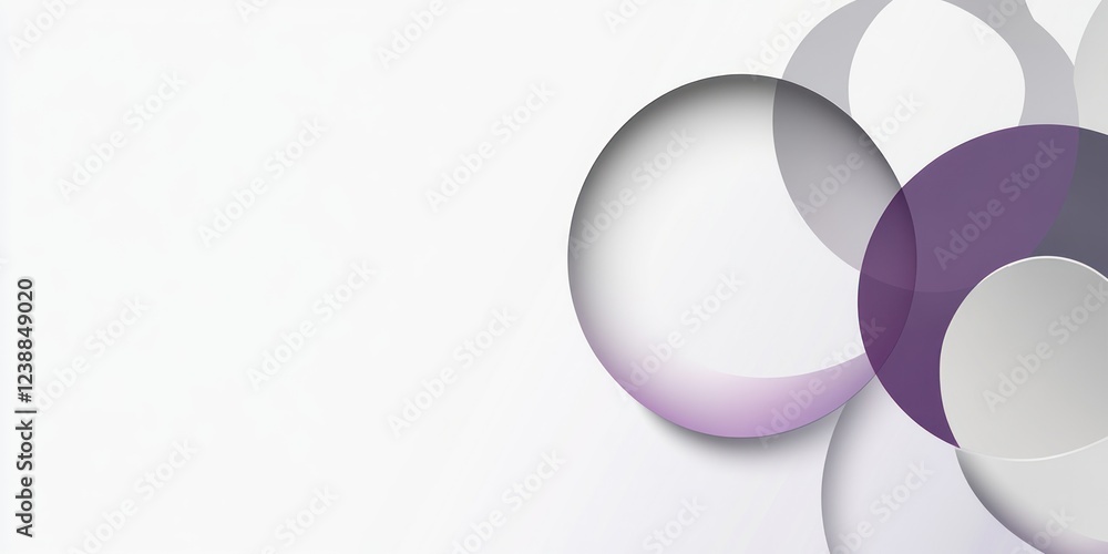 Poster Abstract background with overlapping circles in gray and purple tones.