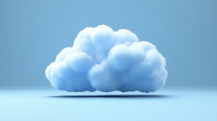 Cloud computing technology enables seamless networking and efficient deployment. Fluffy blue cloud against a soft blue background.