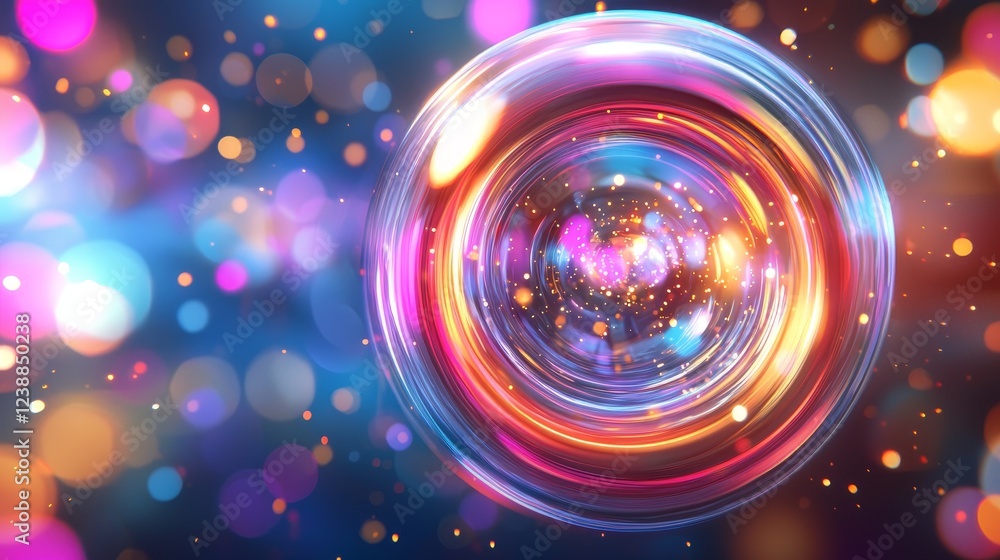 Poster dynamic light wave patterns in a multicolored circular formation