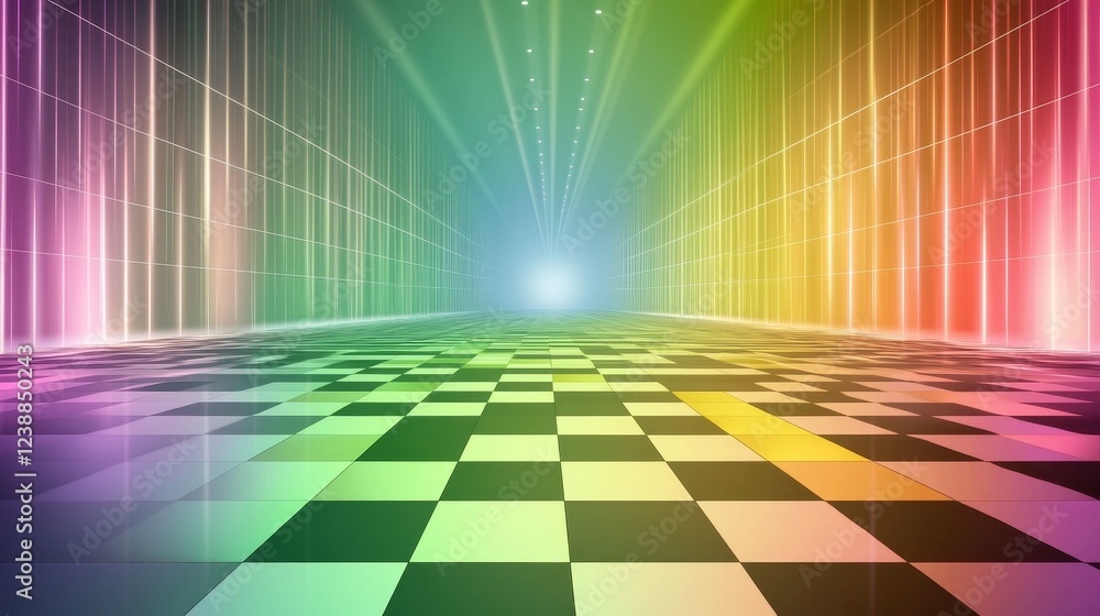 Poster dynamic light wave patterns in a colorful abstract space environment