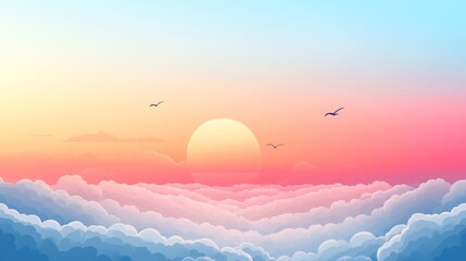 Pastel Sunset Above Cloudscape