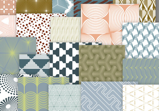 Seamles Simple Geometric Patters Bright Colored
