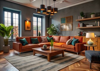 living room with fireplace