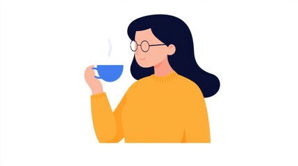 Foresee, A woman enjoys tea while interpreting shapes, captured in high fidelity, perfect for creative and artistic projects.