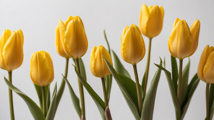 Obraz premium yellow tulips on a white background