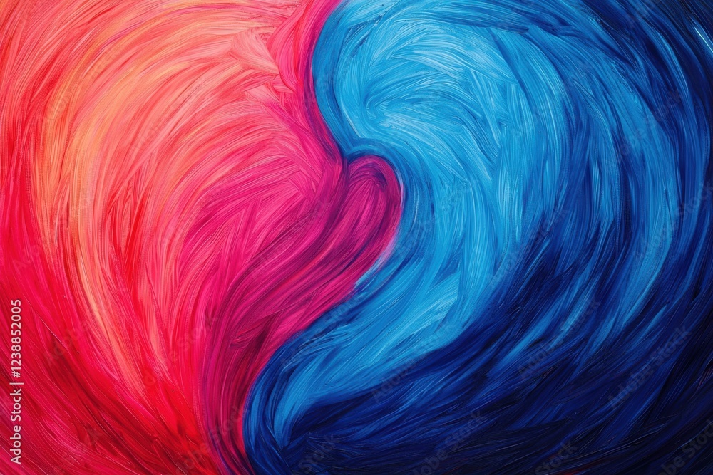 Poster a vibrant swirl of pink and blue colors merging together, creating a dynamic and abstract visual rep