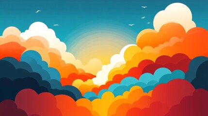 Vibrant Sunset Cloudscape:  A Colorful Sky at Sunrise