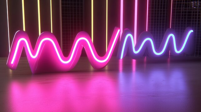 Colorful Wave Functions Lighting Display in Modern Abstract Design