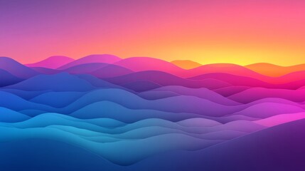 Vibrant Sunset Over Colorful Rolling Hills