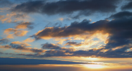 Sky Overlay. Beautiful bright sky with fluffy clouds. Nature sky