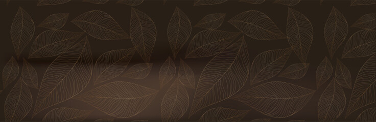 absract  leaves on a
brown background. Poster, postcard, invitation, flyer.  modern golden white. vector illustration. eps 10