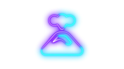 Neon volcano icon cyan purple color glowing with transparent background