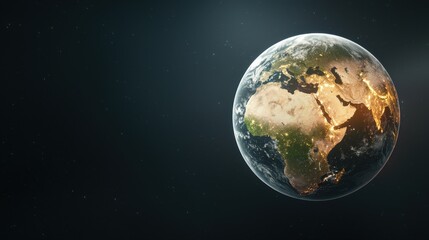 Obraz premium A stunning view of Earth from space, highlighting continents and oceans with a soft glow, emphasizing its beauty and fragility.