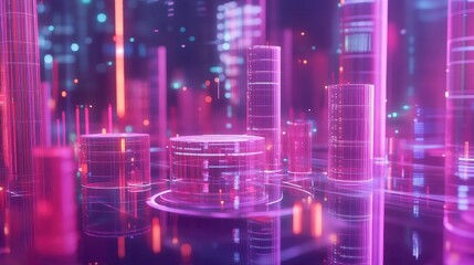 Fototapeta premium Economic trends, floating holographic statistics, 3D illustration