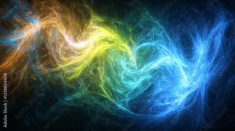 Poster rhythmic representations of space and time through abstract energy patterns