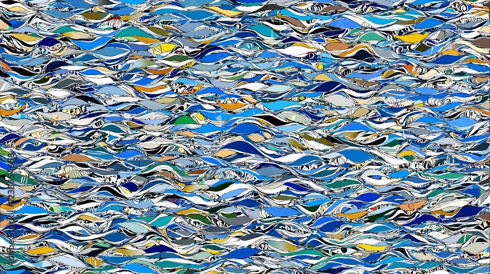 Poster abstract representation of space and time in a colorful wave pattern