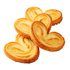Crispy Golden Palmiers with Flaky Layers on White Background Ready for Tasty Indulgence