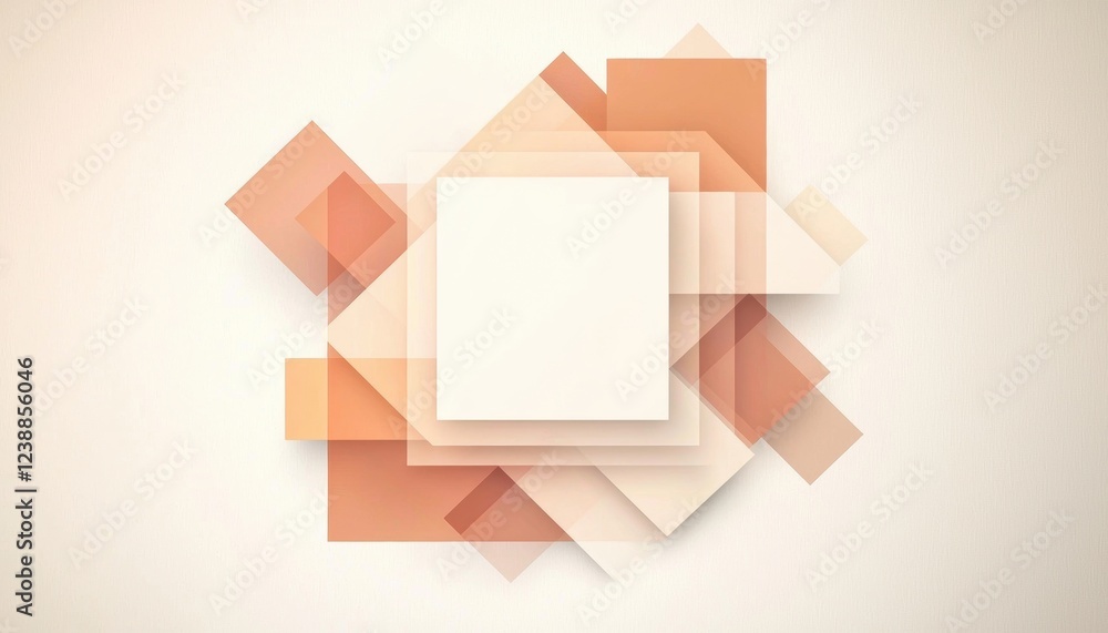 Aufkleber abstract composition of overlapping geometric shapes in warm tones, featuring a central blank square