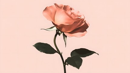 Elegant Pink Rose Blossom with Gentle Petals on Soft Background