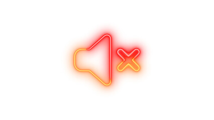 Neon volume xmark arrows icon brown red color glowing with transparent background