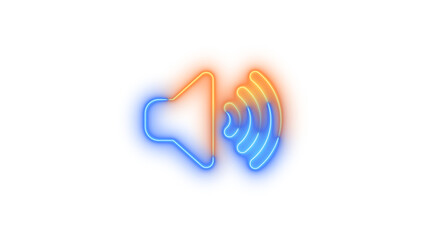 Neon volume-high icon blue brown color glowing with transparent background