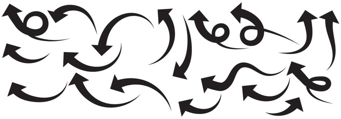 Arrows set black icons. Arrow icon. Arrow vector collection. Doddle arrow set, collection of arrows. Collection different arrows sign. Black vector arrows icons