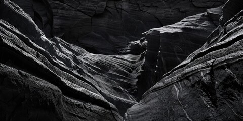 A dramatic and atmospheric canyon view against a pure black background, Bold contrasts and emotional depth, Canyon view minimalist style
