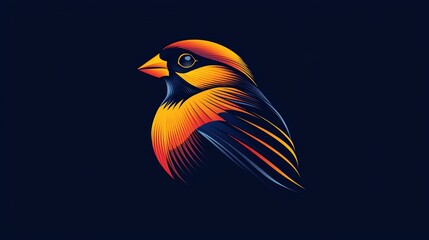 Obraz premium Colorful bird profile, dark background, nature illustration, website design