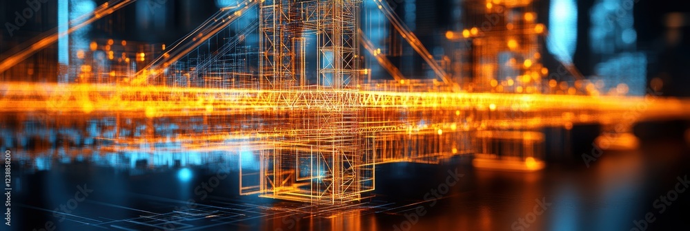 Poster a futuristic digital landscape showcasing interconnected lines and glowing nodes, symbolizing advanc